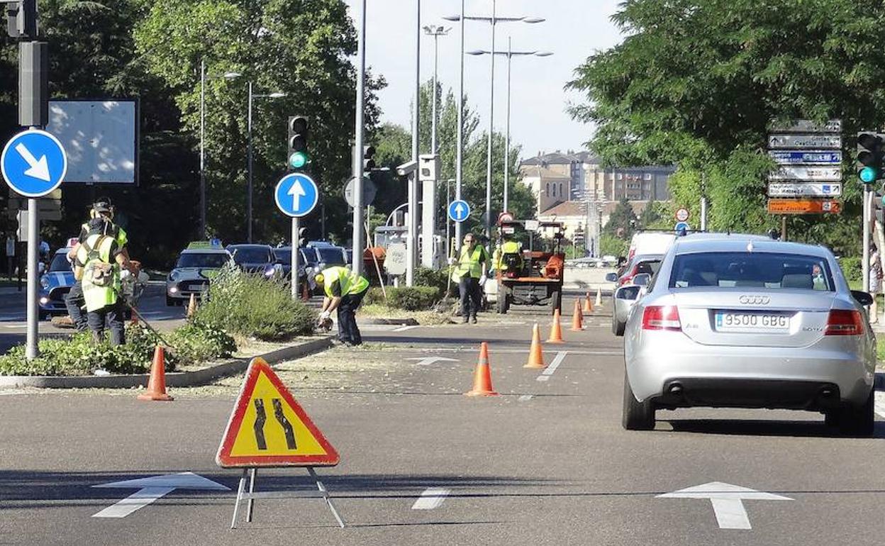Corte en la avenida Salamanca, en Valladolid. 