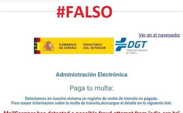 La DGT avisa: Nunca comunica sus multas por correo electrónico