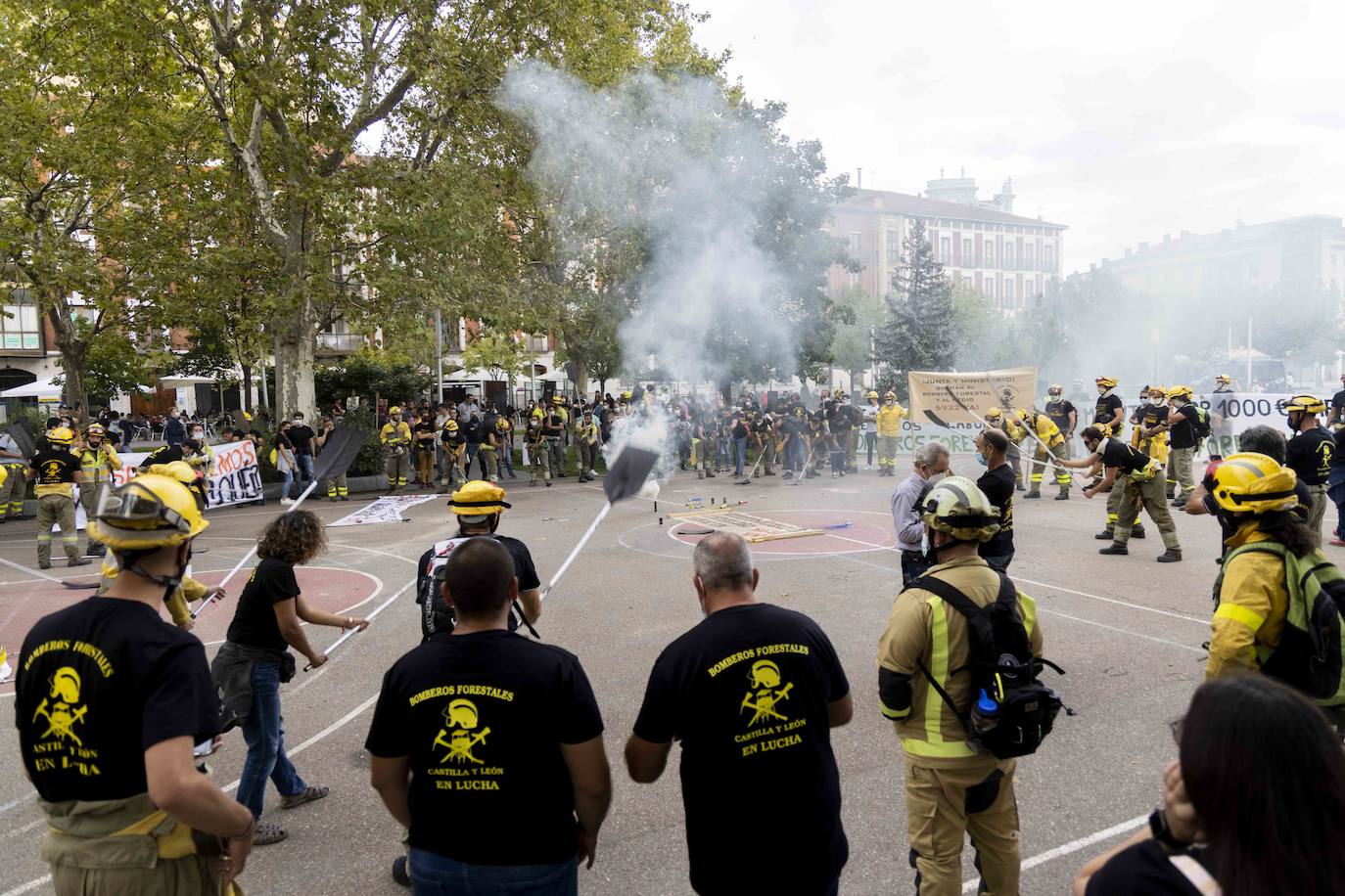 Fotos: Aspecto de la manifestación que arrancó bajo la estatua de Colón