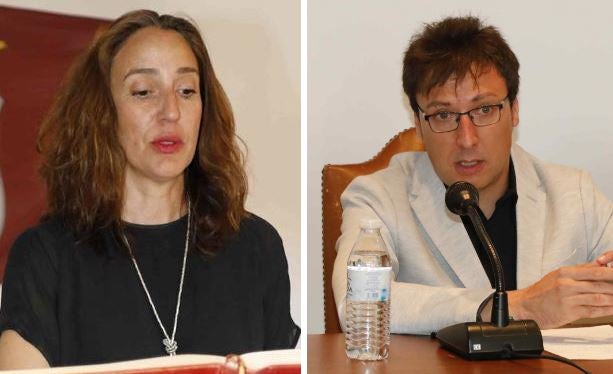 Laura Fernández, en su toma de posesión como concejal, y Tomás Veganzones, durante el pleno