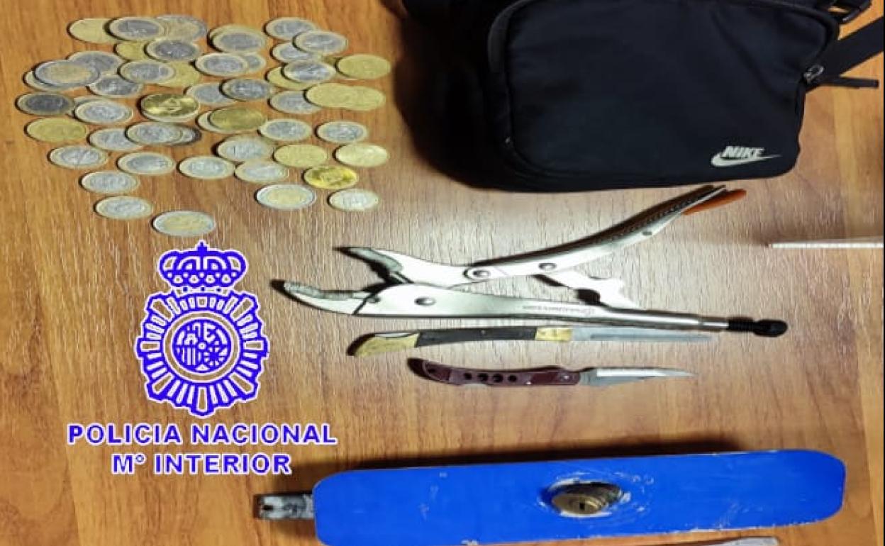 Objetos requisados por la Policía. 