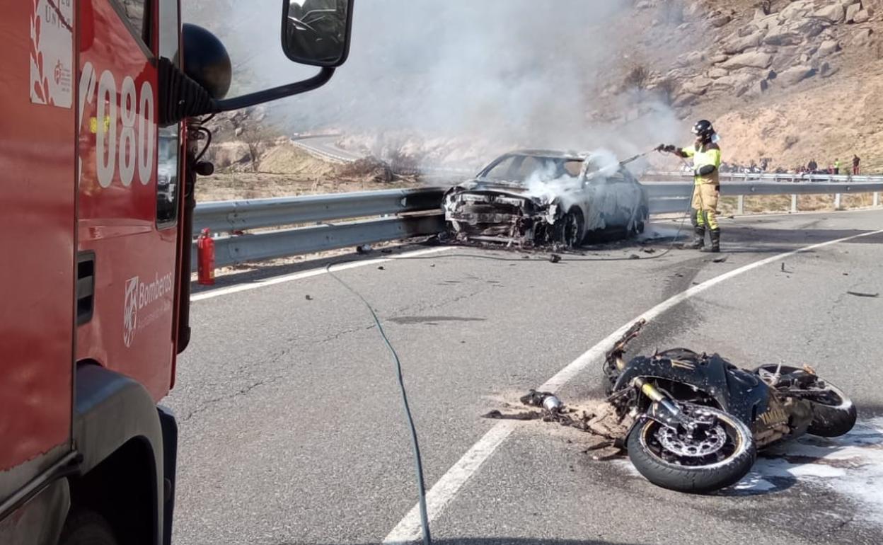 Imagen del lugar del accidente difundida por Emergencias Ávila. 