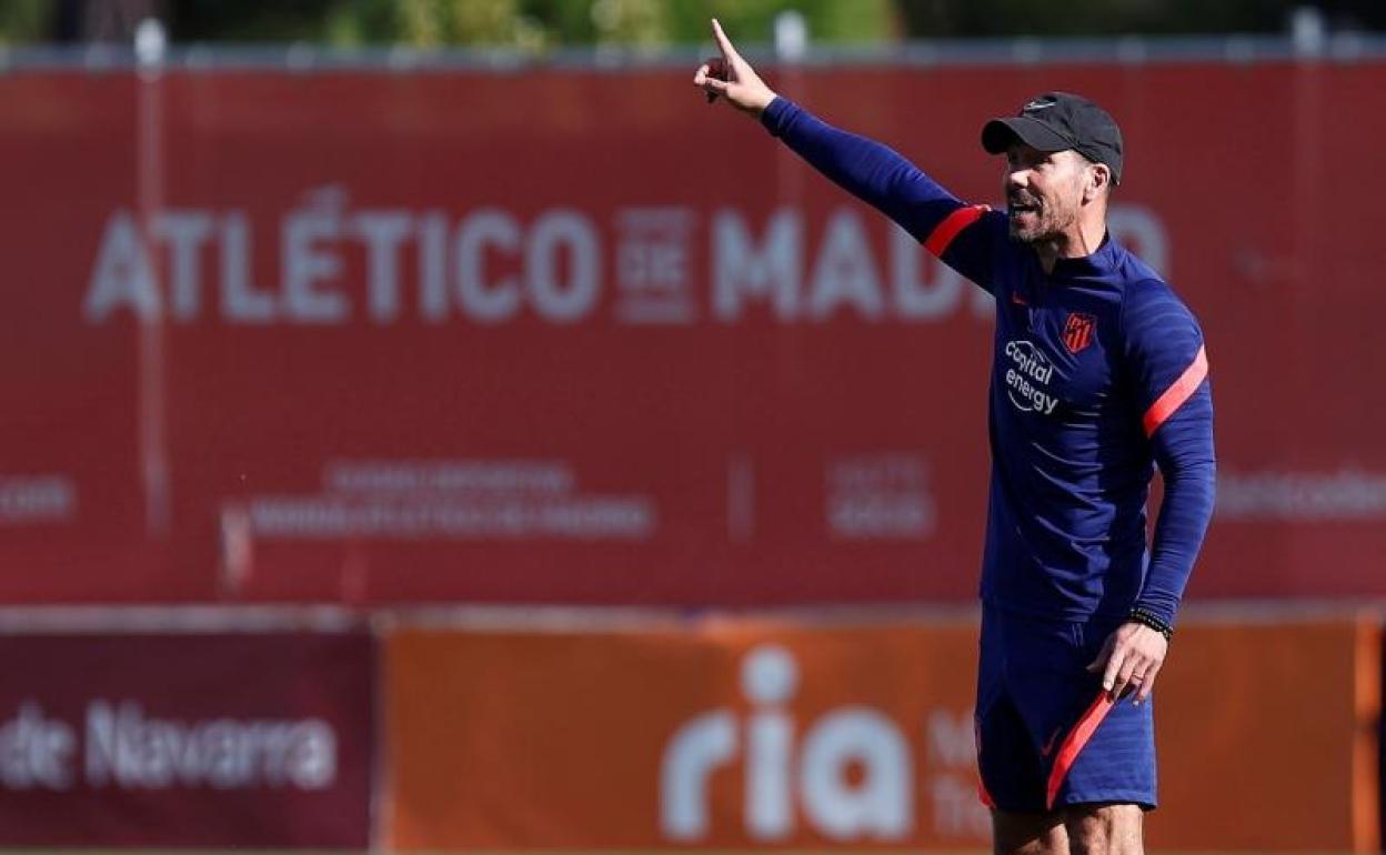 Simeone, durante un entrenamiento del Atlético.