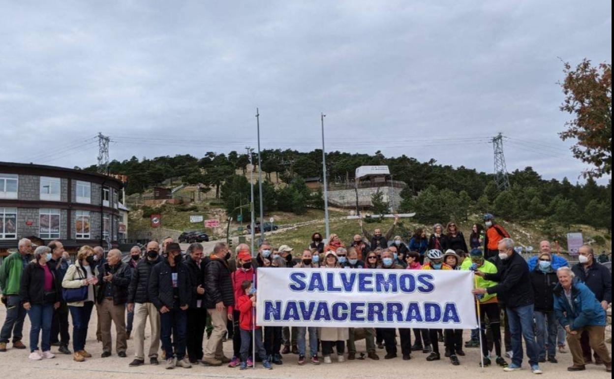 Acto en defensa del puerto de Navacerrada celebrado este sábado. 