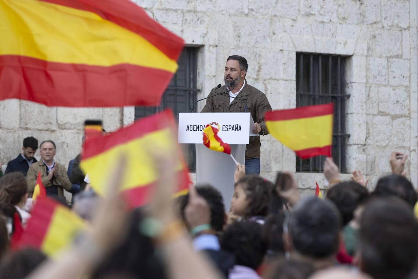 Santiago Abascal, durante el mitin en San Benito.