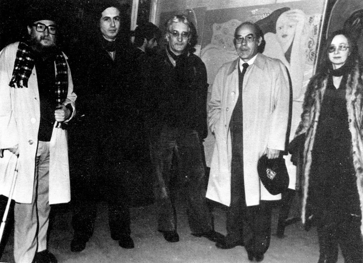 Cuadrado Lomas, Jorge Vidal, Fernando Santiago, Blas Pajarero y Jo Stempfel en el homenaje a Picasso en 1981