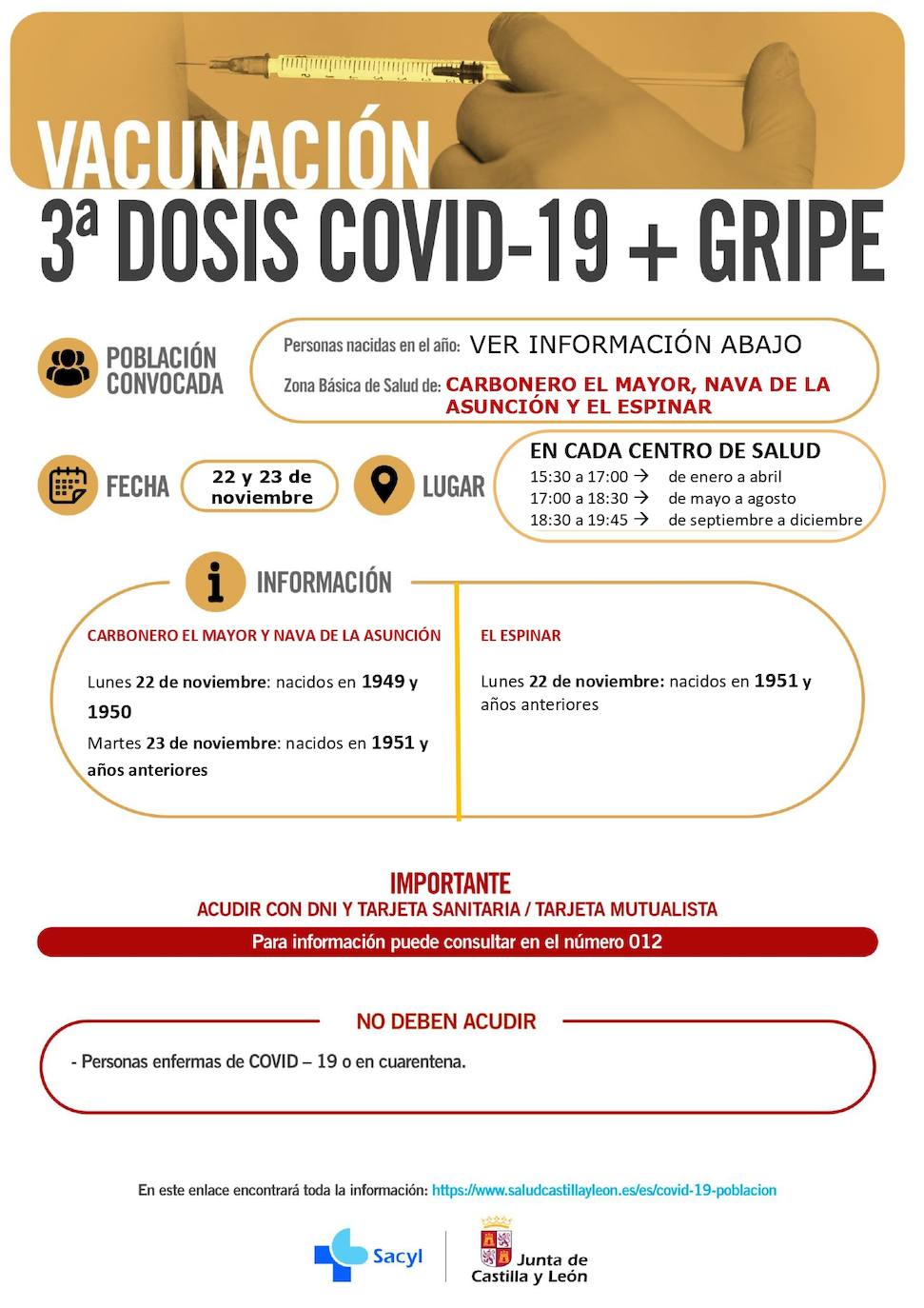 Información sobre la tercera dosis de la covid y la vacuna contra la gripe.