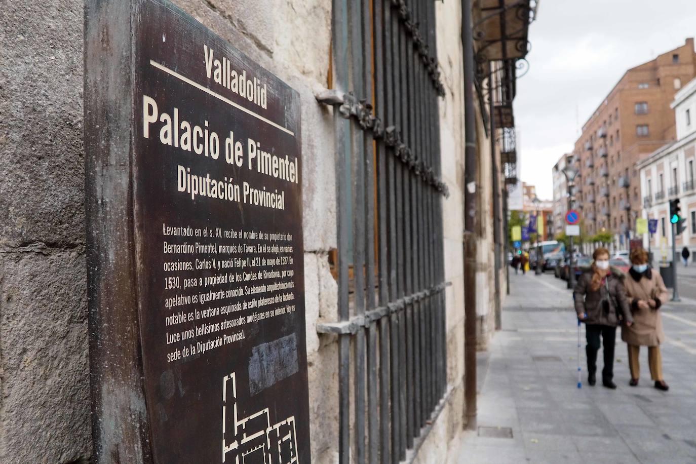 Detalles de la zona de San Pablo, junto al Palacio Pimentel, el colegio de San Gregorio y el Museo de Escultura