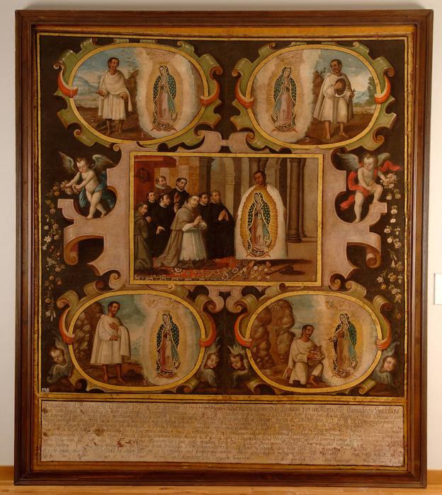 'Apariciones de Nuestra Señora de Guadalupe'. Óleo de Juan Correa (1667), del Museo de Escultura, narra el encuentro, entre el 10 y el 12 de diciembre de 1531, entre el indio Juan Diego y la Virgen. 