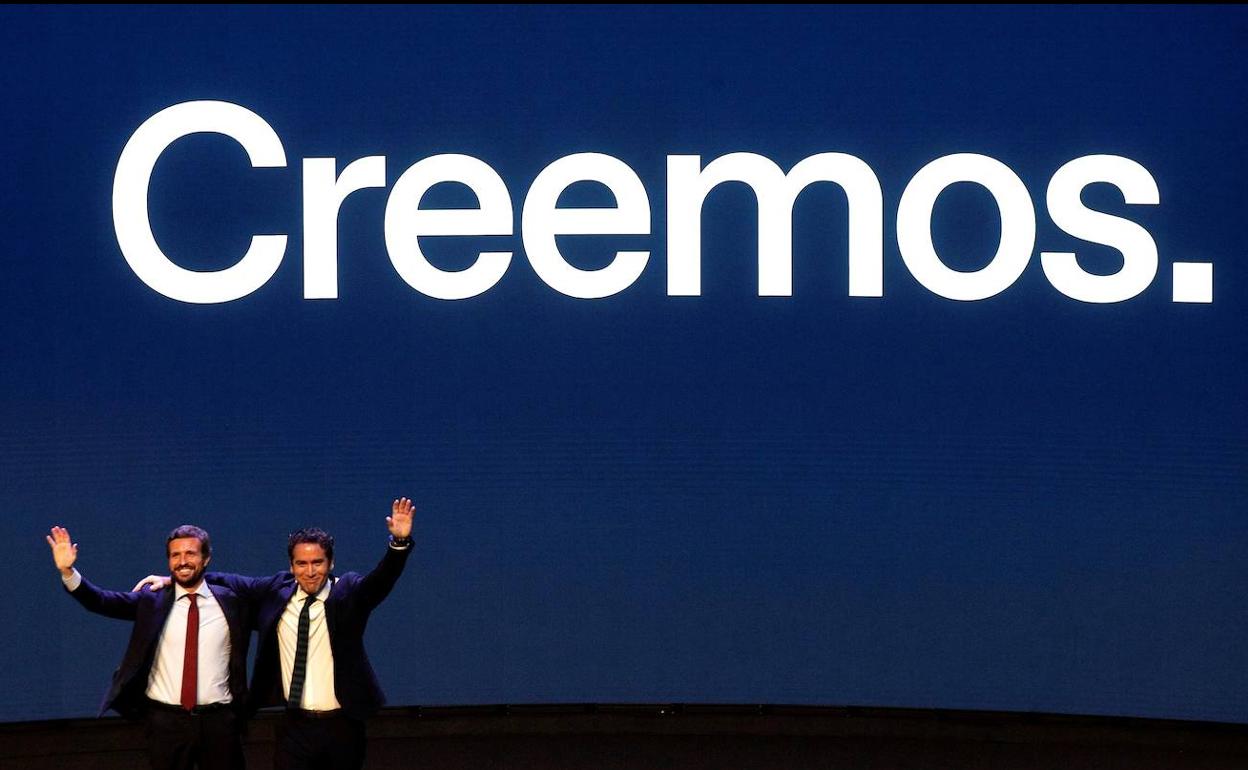 El presidente del Partido Popular, Pablo Casado y el secretario general, Teodoro García Egea.