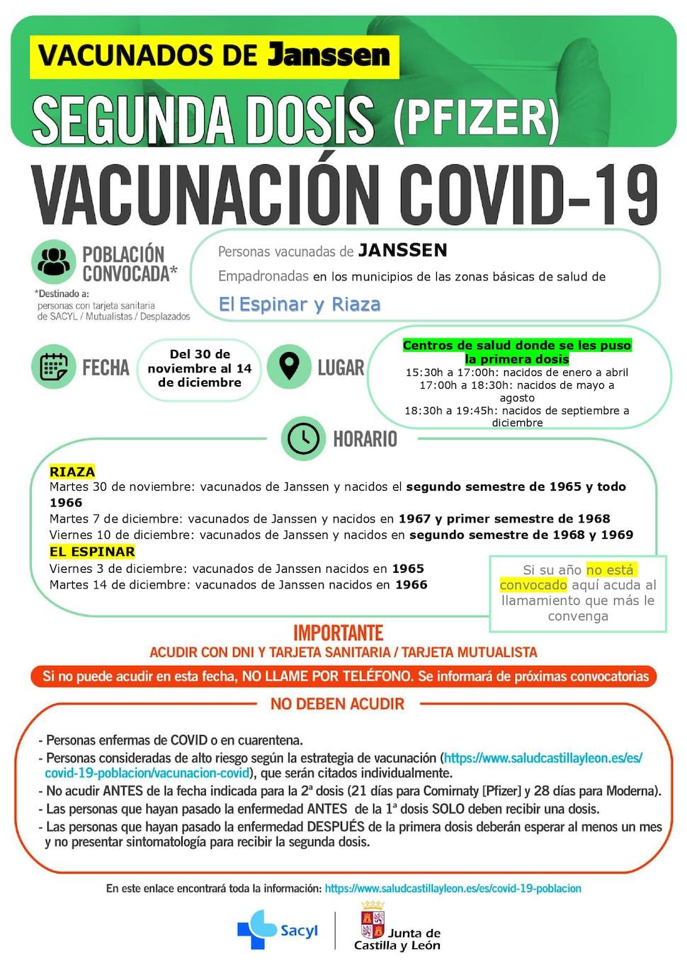 Información y horarios sobre la vacunación en la provincia de Segovia.