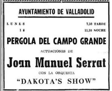 Anuncio de su actuación en la pérgola del Campo Grande. 