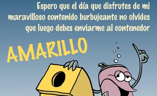 La viñeta de divulgación del uso del contenedor amarillo. 