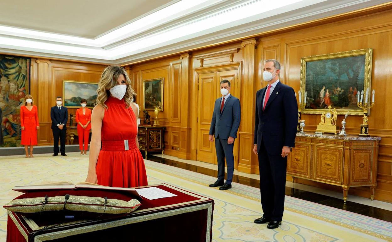 Yolanda Díaz, en su toma de posesión como vicepresidenta segunda del Gobierno.
