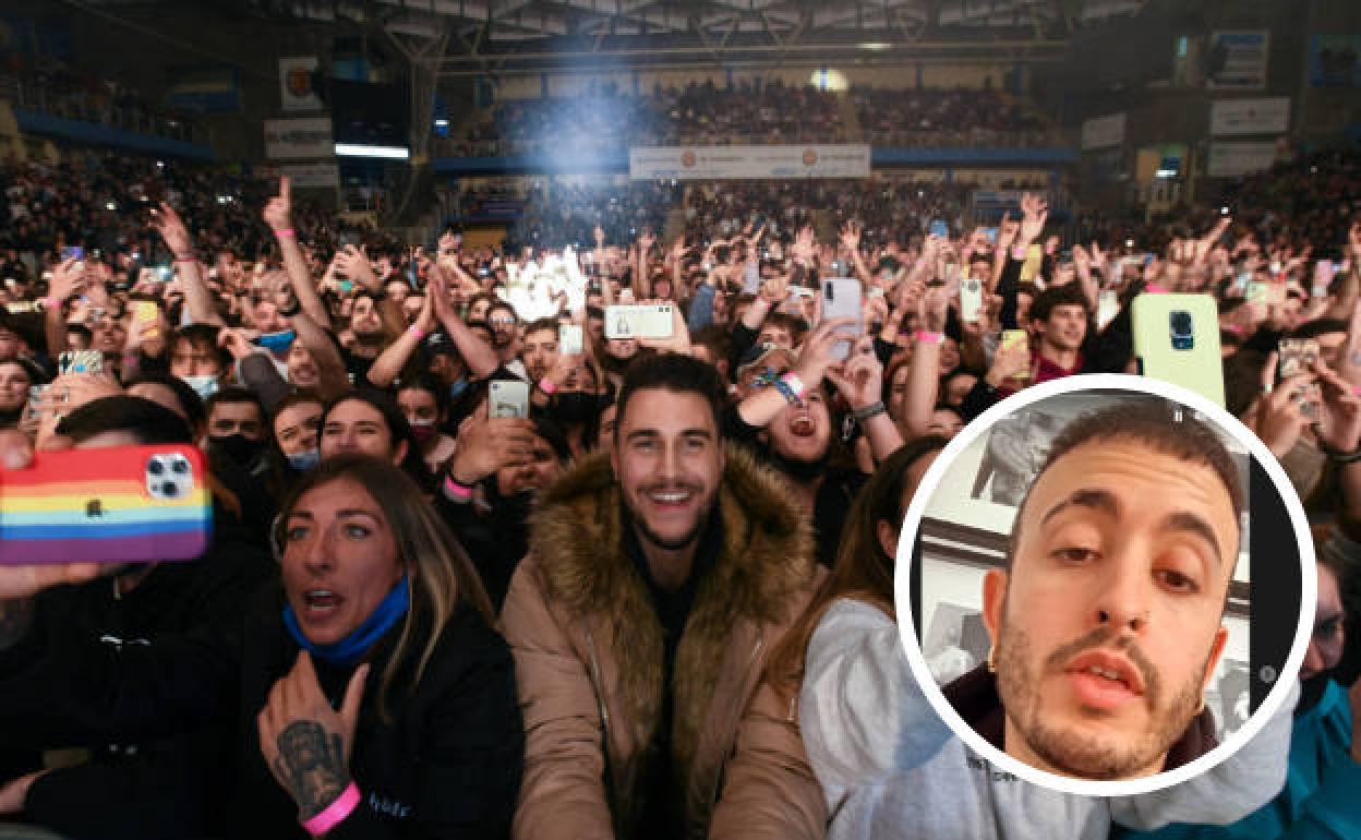 Imagen del concierto en Valladolid y, en detalle, Waor explica la situación. 