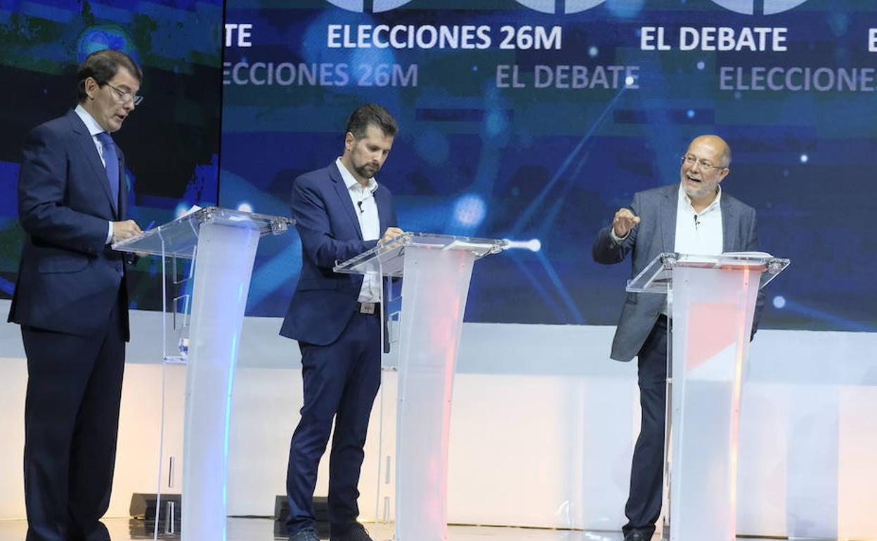 Mañueco, Tudanca e Igea en el debate de las elecciones de 2019. 