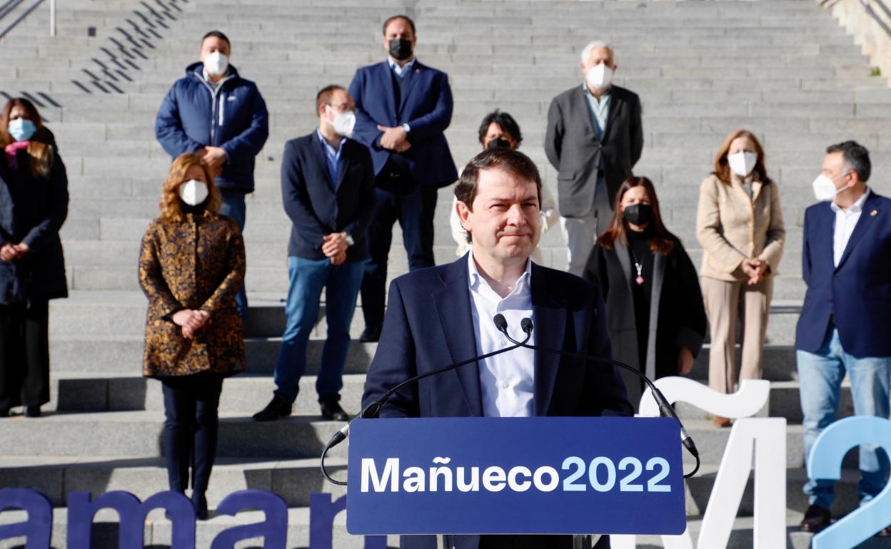 Alfondo Fernández Mañueco durante su intervención en Béjar. 