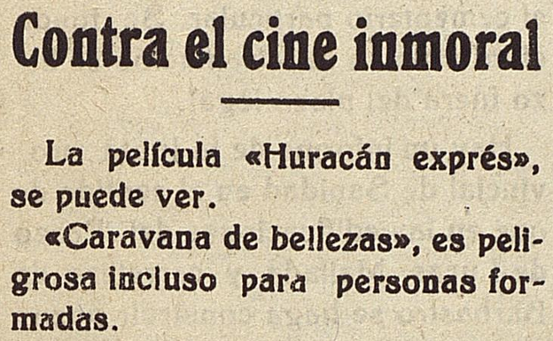 Calificación católica de dos películas de cine en marzo de 1936. 