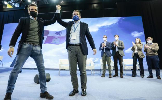 Pablo Casado, en el acto de proclamación de Alfonso Fernández Mañueco como presidente autonómico del partido. 