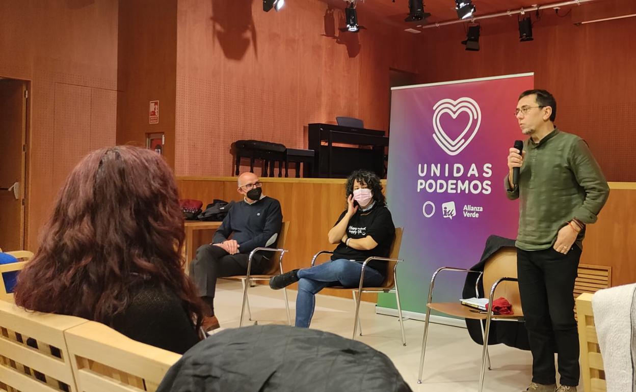 Juan Carlos Monedero durante el acto de candidatura de Unidas Podemos. 