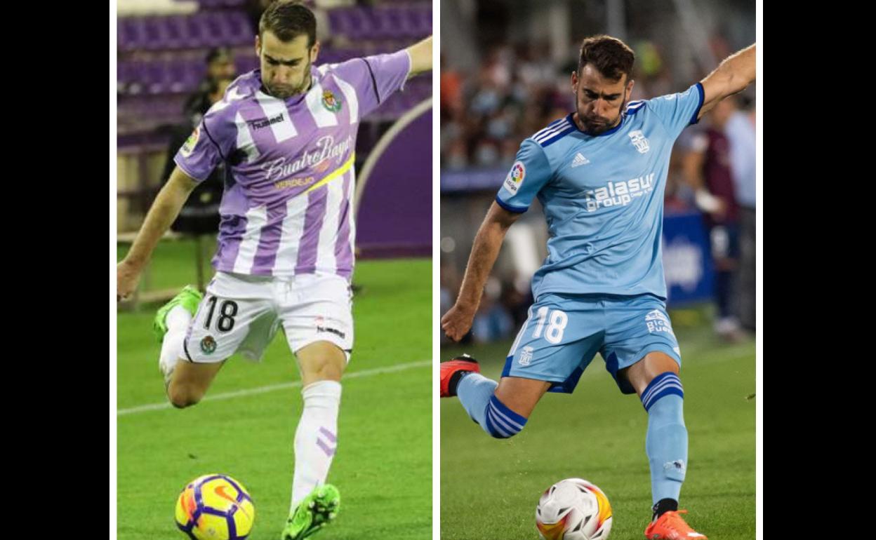 Antoñito, con la camiseta del Real Valladolid (2017) y del Cartagena (2021). 