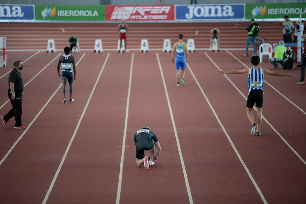 Jornada de tarde del primer día del Campeonato de España Sub 23 en Pista Cubierta con Denis Matsmouna en los 60 m y Sara Izquierdo en el 1500 