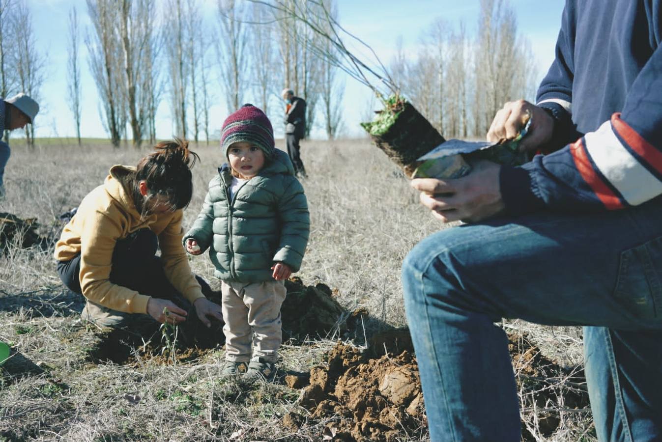 Fotos: Vecinos de Villacid participan en la reforestación del entorno de la ermita de Bustillino