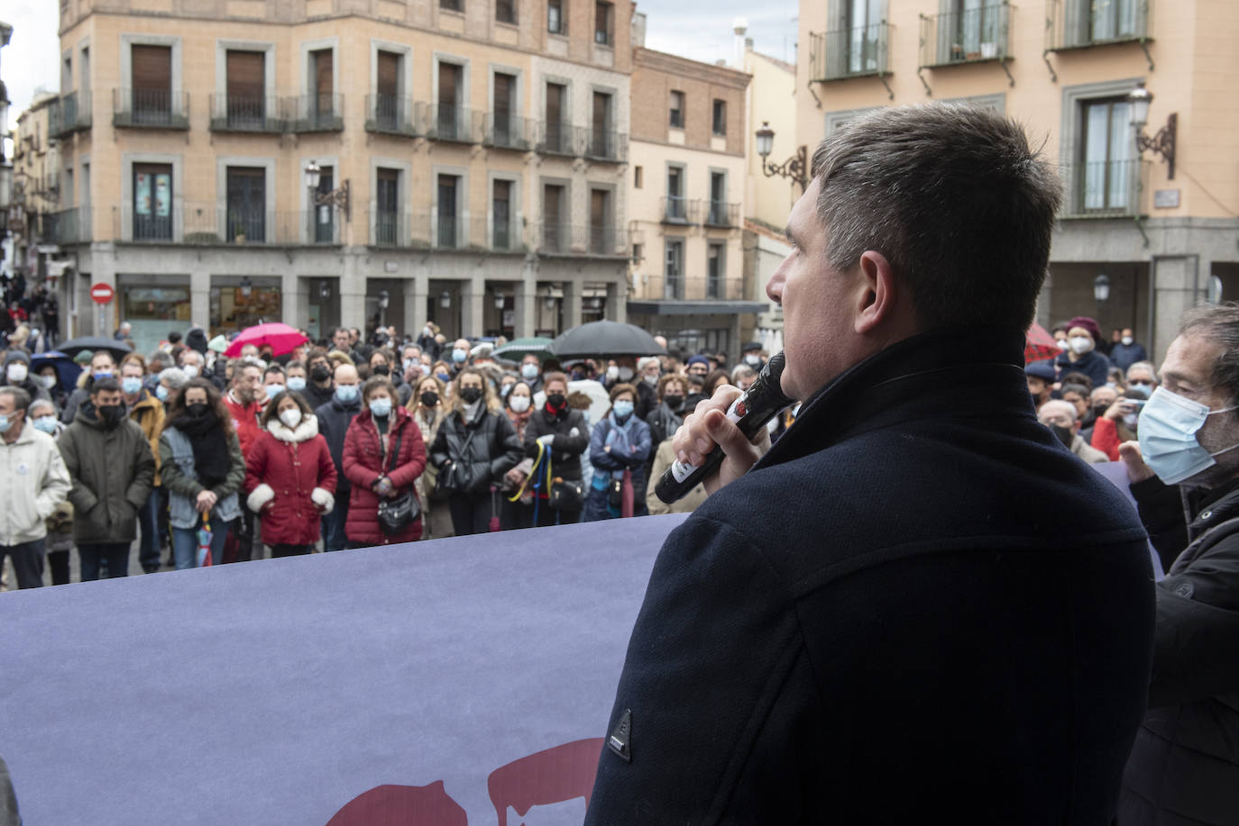Protesta celebrada este sábado en Segovia contra la guerra.