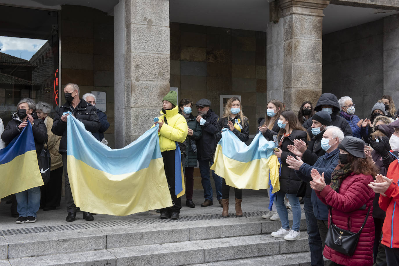 Protesta celebrada este sábado en Segovia contra la guerra.