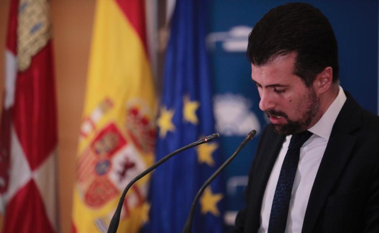 Luis Tudanca, durante su compadecencia tras el pacto de PP y Vox. 