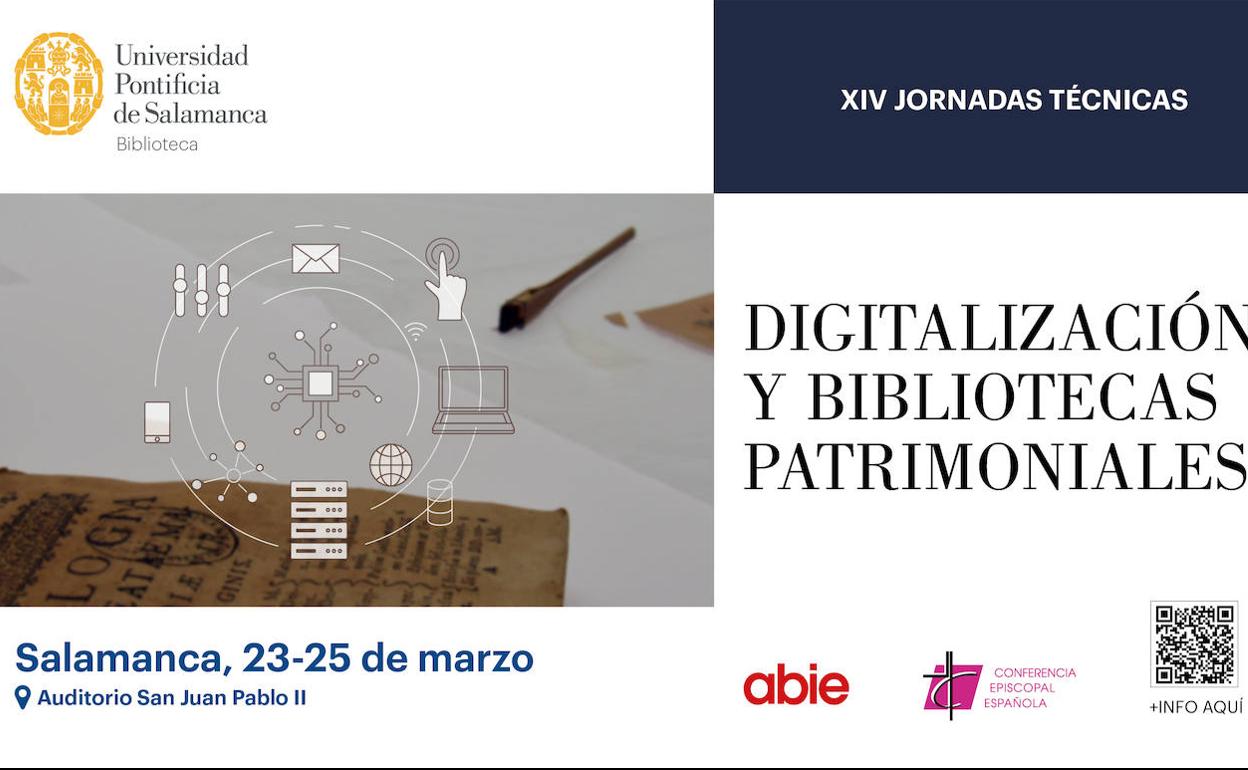 Cartel informativo sobre las XIV Jornadas Digitalización y Bibliotecas Patrimoniales. 