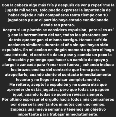 Texto publicado por Raúl Carnero en sus redes sociales. 