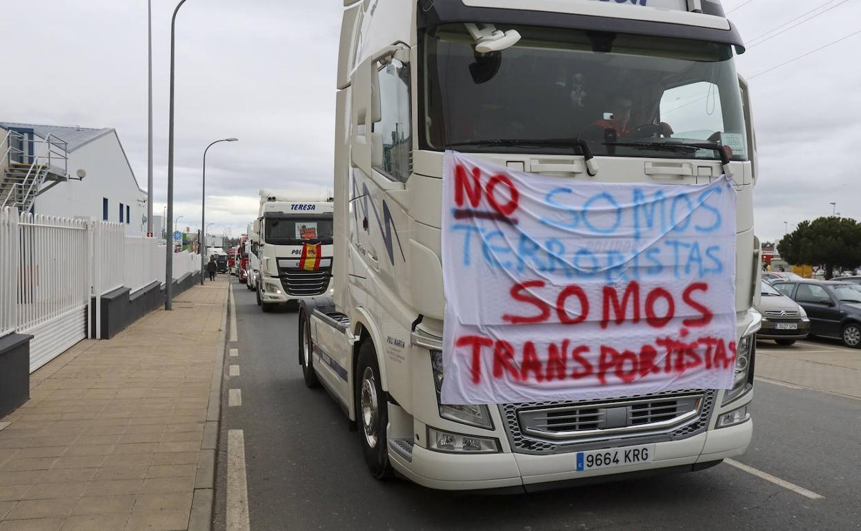 Protesta de transportistas en Salamanca. 