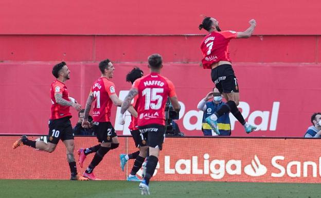 Muriqi celebra su gol al Atlético.