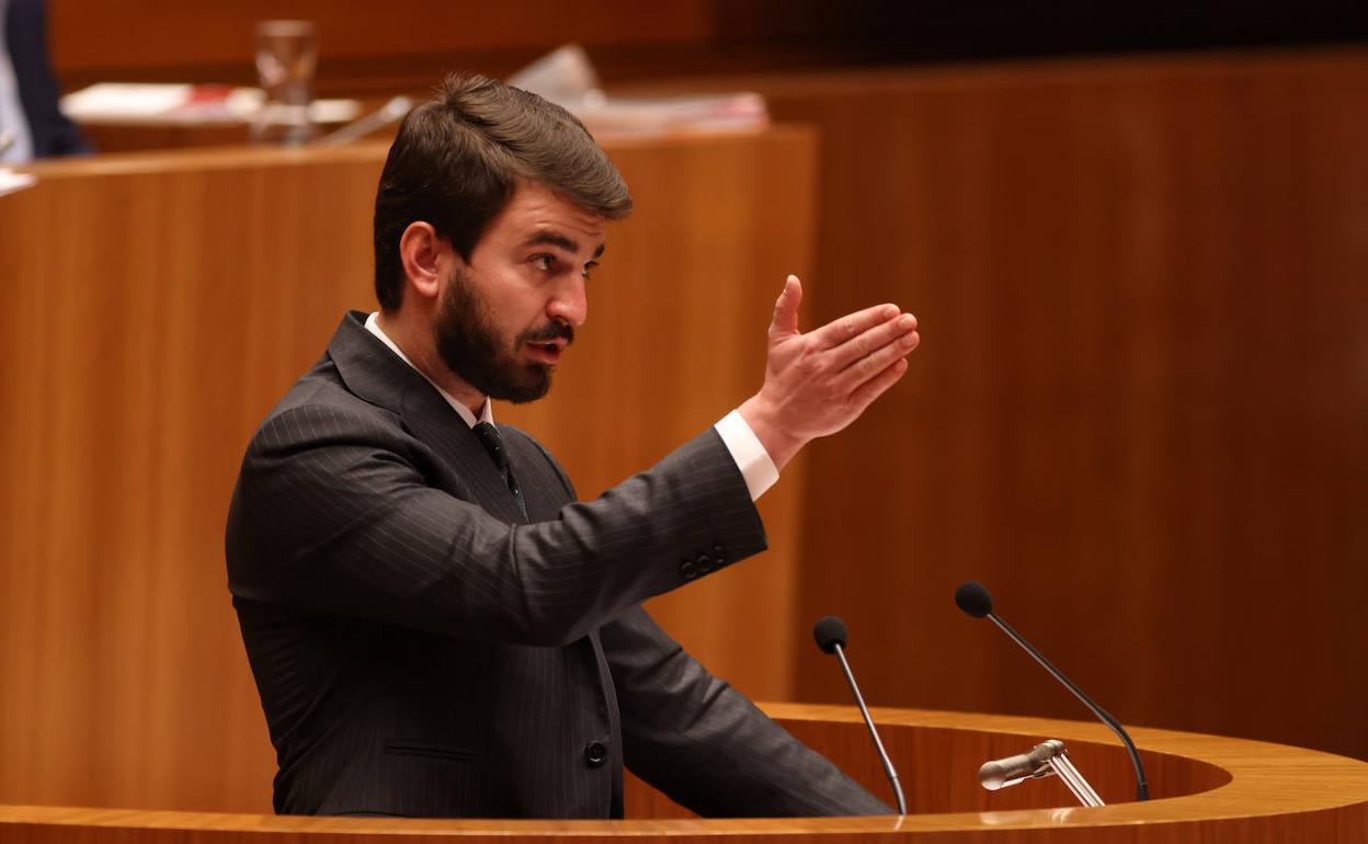 Juan García-Gallardo, en su intervención en el Pleno de investidura. 