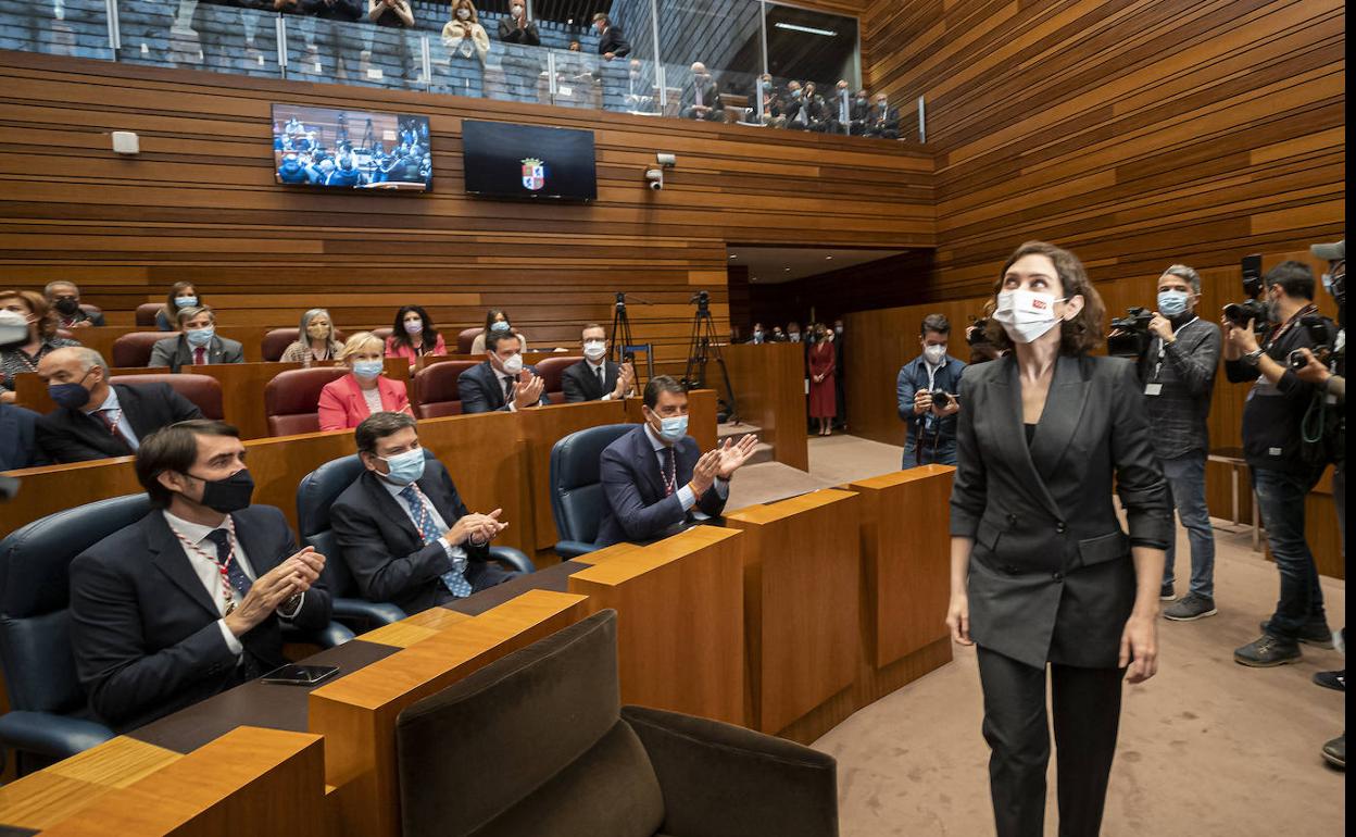 Isabel Díaz Ayuso, el pasado martes en las Cortes de Castilla y León. EP