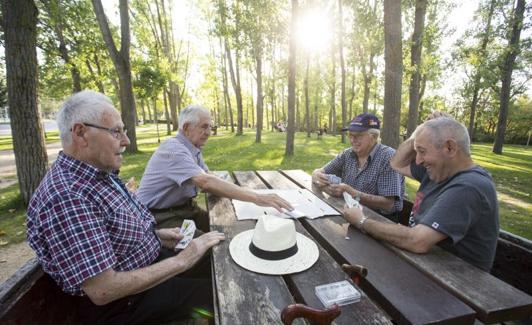 Jubilados en un parque de Valladolid.