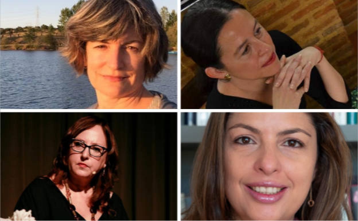 María Ángeles Pérez, Rosa M. Martín, Miren Agur Meabe y Lauren Mendinueta, participantes en los diálogos poéticos de la Feria del Libro (2022) 