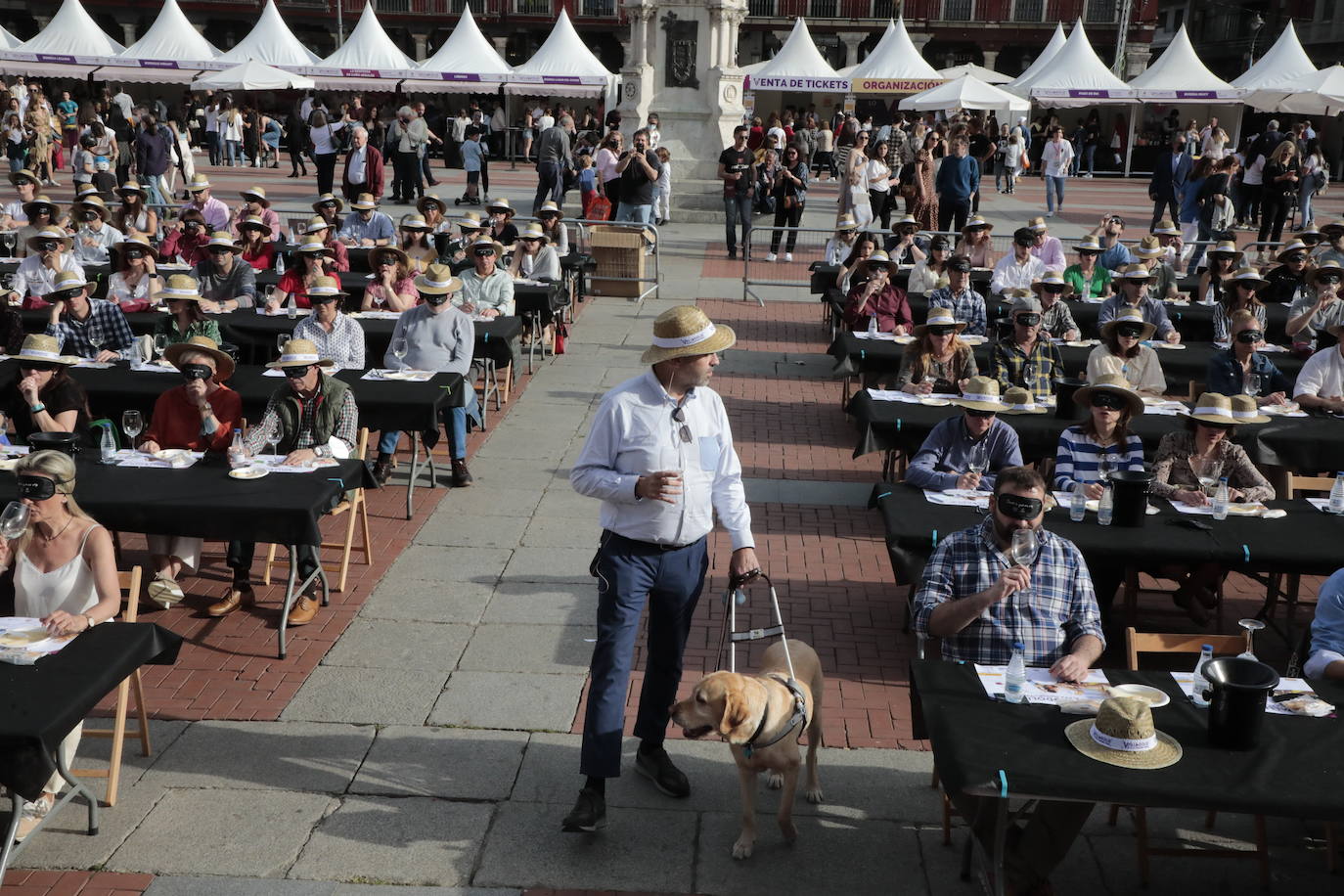 Decenas de personas disfrutan de los vinos y los productos de Valladolid. 