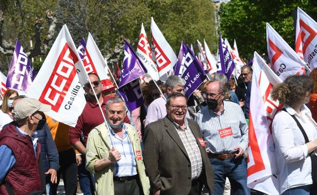 Asistentes a la manifestación del 1º de Mayo en Valladolid.