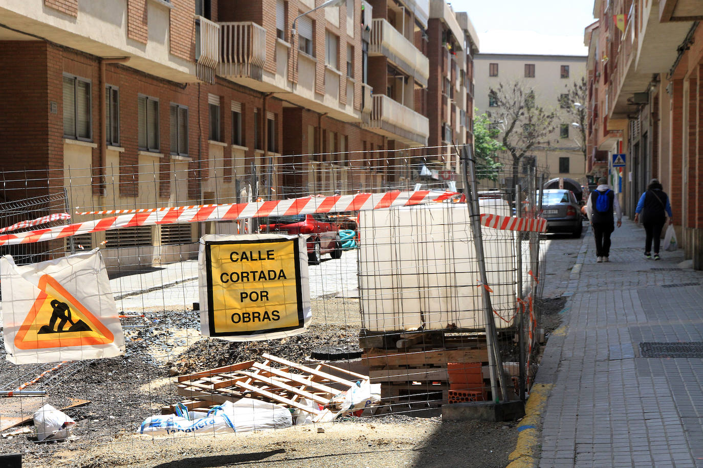 Calle Agapito Marazuela, cortada por obras.