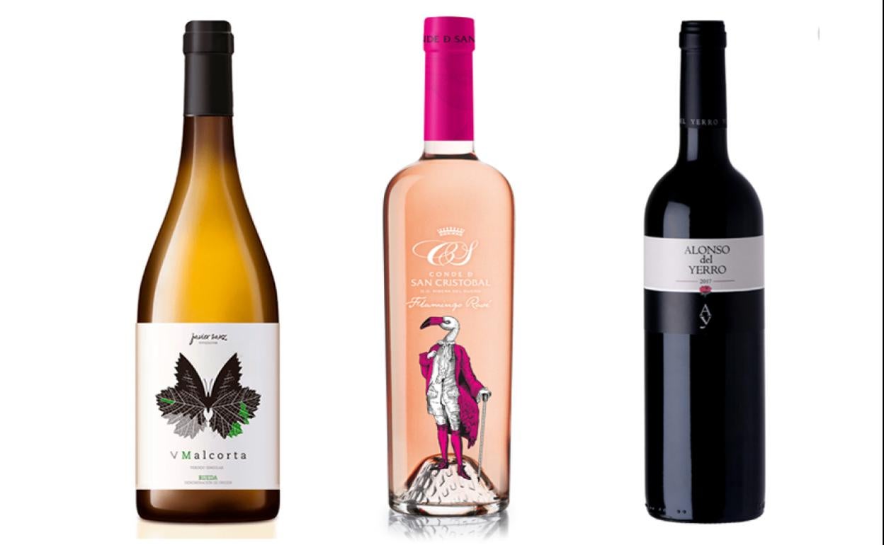 V Malcorta 2021 Verdejo Singular, Flamingo Rosé 2021, Alonso del Yerro 2017. 