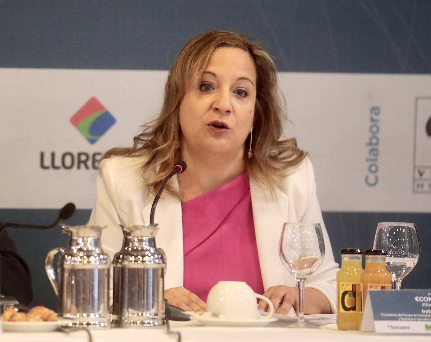 La eurodiputada socialista Iratxe García durante su intervención en el Foro Económico de El Norte de Castilla.
