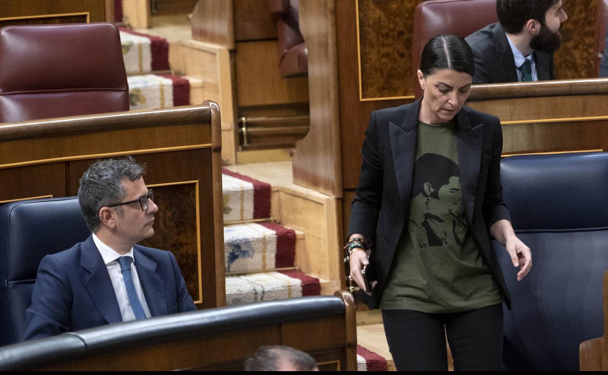 Macarena Olona, en el Congreso delante del ministro Félix Bolaños.