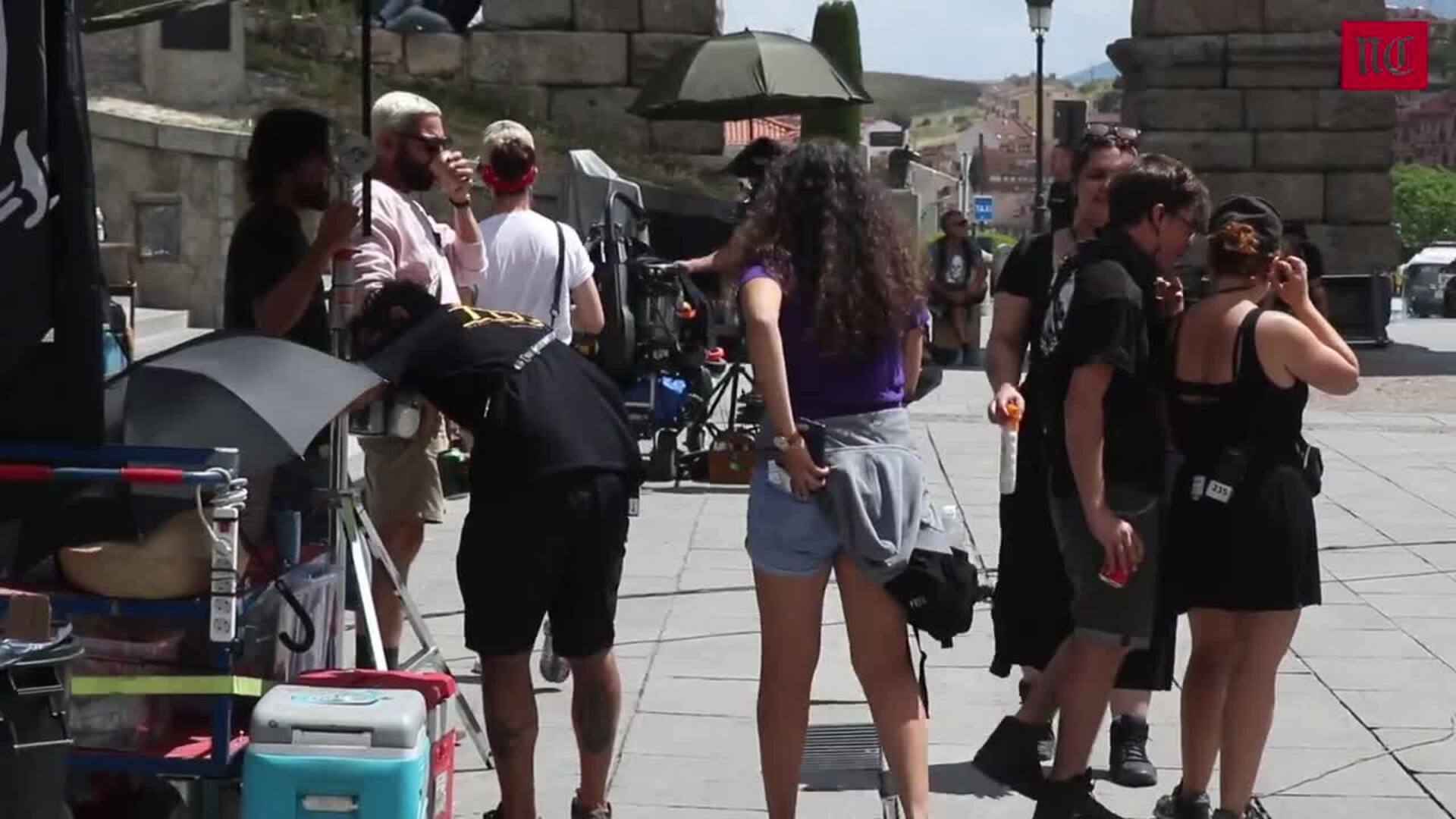 Rodaje de  la película 'See you on Venus' en la plaza del Azoguejo y el Acueducto de Segovia