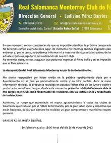 Imagen secundaria 2 - El comunicado del RS Monterrey.