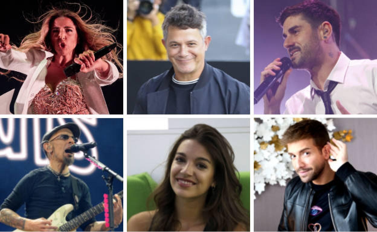 Lola Índigo, Alejandro Sanz, Melendi, Fito, Ana Guerra y Pablo Alborán. 