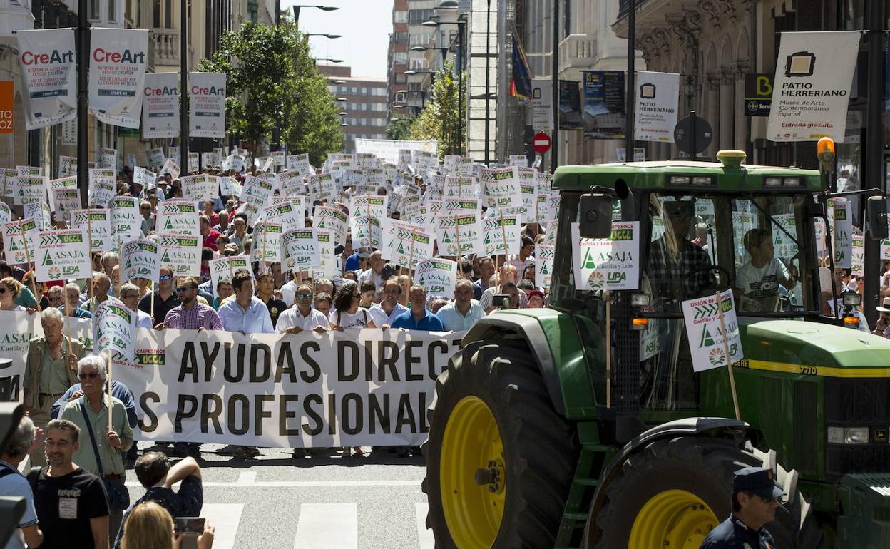 Una de las manifestaciones de organizaciones agrarias en Valladolid. 