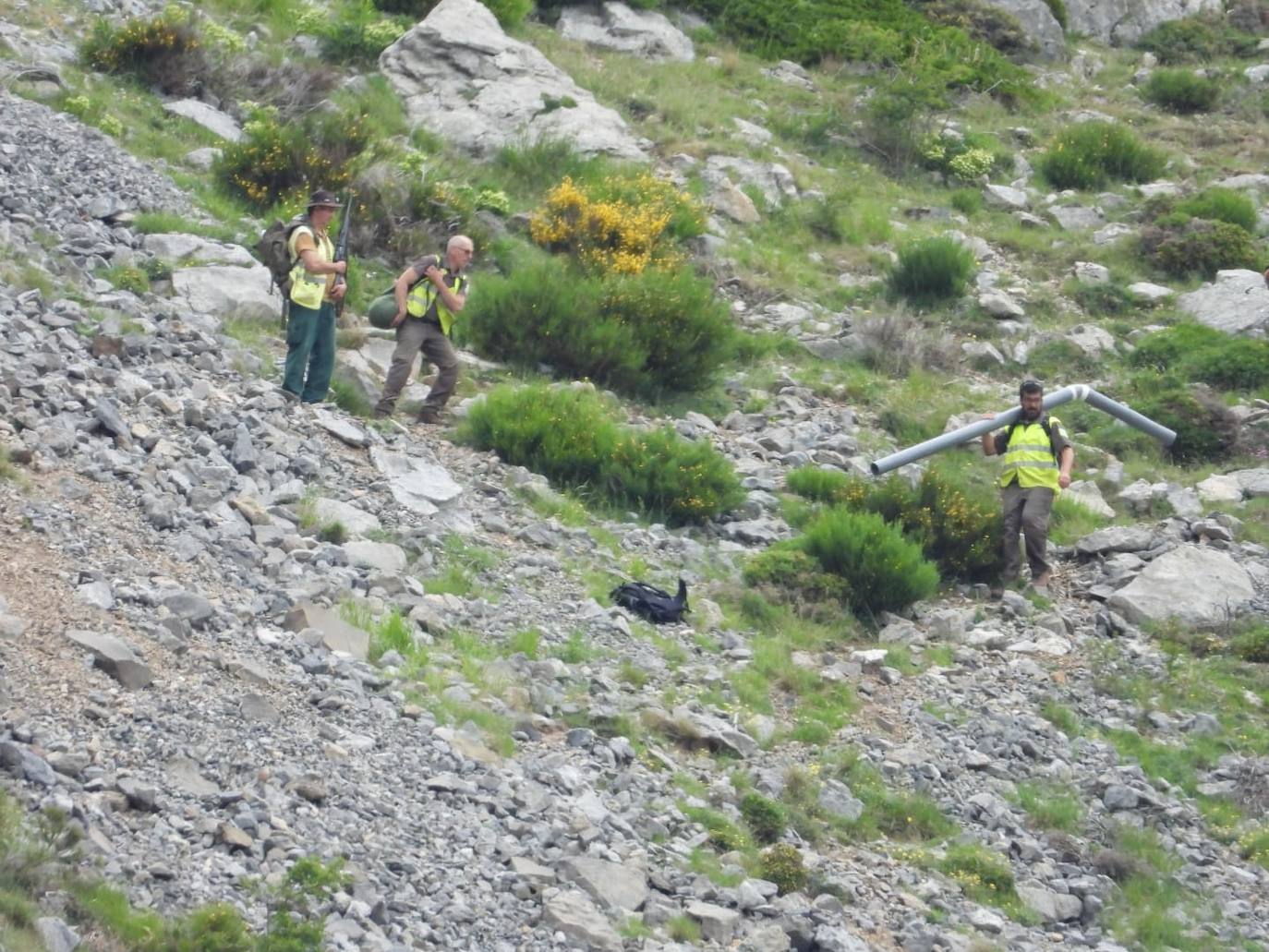 Trabajos del operativo, en el entorno de la cueva. 