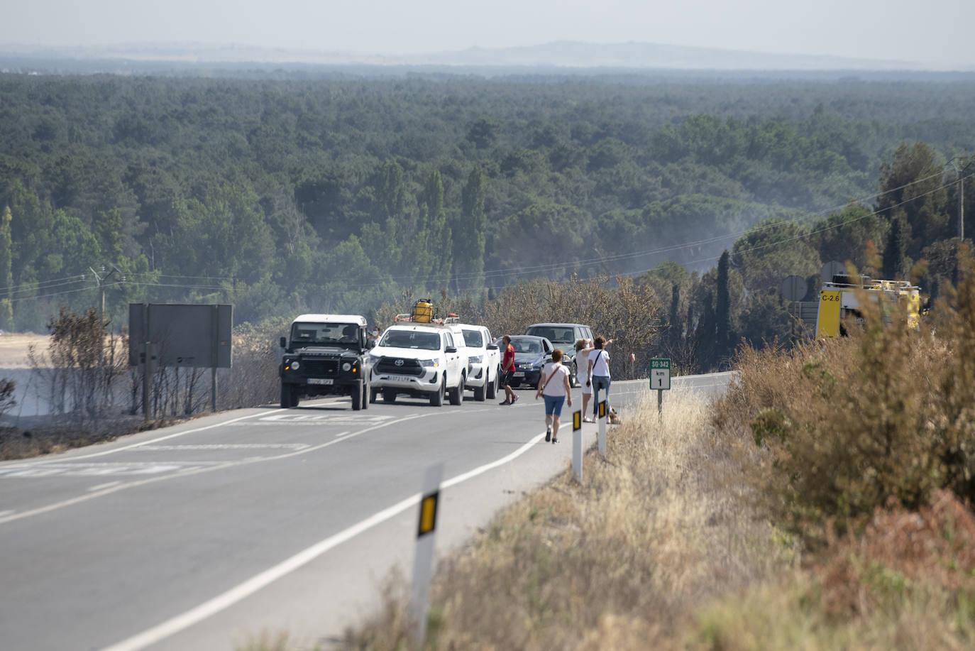 Labores de extinción del incendio en Cuéllar